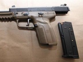 A gun seized by Toronto Police on Sunday, April 24, 2022.