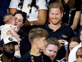 Britain's Duke of Sussex, Prince Harry, attends the Invictus Games in The Hague, Wednesday, April 20, 2022.