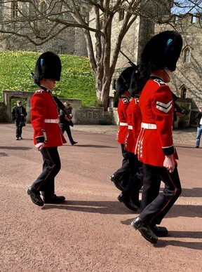 Lucky to see the changing of the guards during the day of our visit – including hearing them shout at some people to get out of the way (Rita DeMontis photograph)