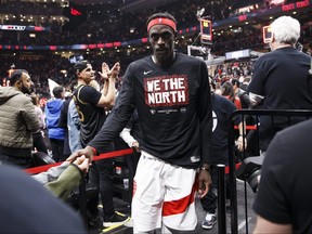 Pascal Siakam #43 of the Toronto Raptors leaves the court following their victory over the Philadelphia 76ers in Game Four of the Eastern Conference First Round at Scotiabank Arena on April 23, 2022 in Toronto.