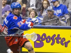 Tom Schreiber scored with 4:20 left on a slap shot-type swing to give Toronto the lead for good against the Buffalo Bandits last night. Ernest Doroszuk/Toronto Sun