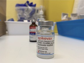 The Spikevax COVID-19 vaccine booster, formerly known as Moderna, is pictured in an undated file photo.