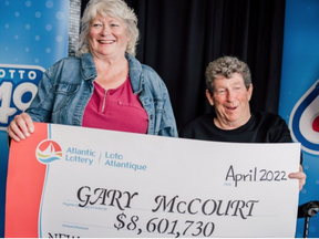 Gary McCourt of New Annan, P.E.I., won the $8.6 million Atlantic Lottery Lotto 6/49 jackpot seven years after winning $150,000 playing Lotto 6/49.
