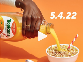 Tropicana announced recently that it will be releasing a breakfast cereal that is meant to be consumed with orange juice, not milk.