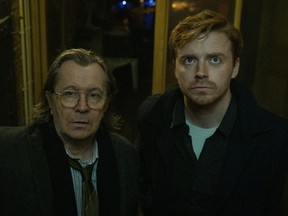 Gary Oldman as Jackson Lamb (left) and Jack Lowden as River Cartwright on Slow Horses. Apple TV+