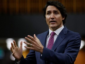 Prime Minister Justin Trudeau speaks during Question Period in the House of Commons on Parliament Hill in Ottawa, April 27, 2022.