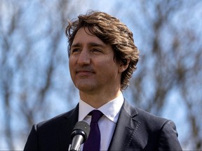 Justin Trudeau in Kitchener on April 20, 2022.