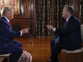 Former U.S. President Donald Trump and Piers Morgan on his new show, Piers Morgan Uncensored. Screengrab/Talk TV.