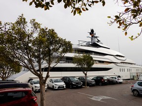 The yacht called "Tango" owned by Russian billionaire Viktor Vekselberg, who was sanctioned by the U.S. on March 11, is seen at Palma de Mallorca Yacht Club in the Spanish island of Mallorca, Spain March 15, 2022.