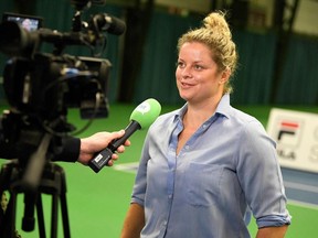 Belgian tennis player and former world number one Kim Clijsters speaks to the press about her come back at her tennis center called the Kim Clijsters Sports & Health Club, in Bree, on January 15, 2020.