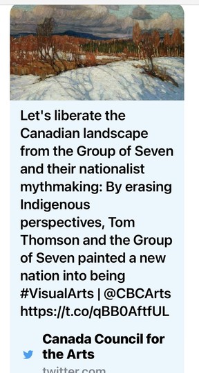 A since-deleted tweet by the Canada Council for the Arts.