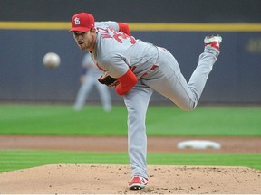 Apr 16, 2022; Milwaukee, Wisconsin, USA; St. Louis Cardinals starting pitcher Steven Matz (32) delivers against the Milwaukee Brewers in the first inning at American Family Field.