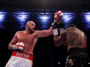 Tyson Fury in action against Dillian Whyte.