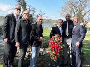 Cody Hall and friends at Scott Hall's funeral.