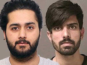 Police have issued a Canada-wide warrant for the arrest of Harshdeep Binner,
23, of Brampton, left, while Riyasat Singh, 23, of
Mississauga, faces multiple charges including attempted murder.