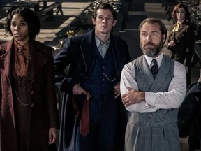 From left: Jessica Williams, Callum Turner, Jude Law and Fionna Glascott star in "Fantastic Beasts: The Secrets Of Dumbledore."