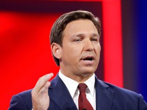 Florida Governor Ron DeSantis speaks during the welcome segment of the Conservative Political Action Conference (CPAC) in Orlando, Florida, U.S. February 26, 2021.