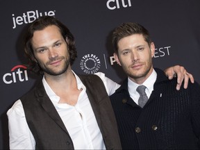 Actors Jared Padalecki, left, and Jensen Ackles attend The 2018 PaleyFest screening of CW's Supernatural at the Dolby Theater on March 20, 2018, in Hollywood, Calif.