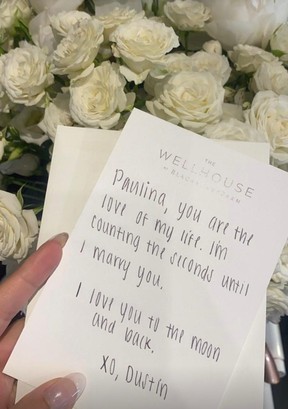Wedding memo from Dustin Johnson to Paulina Gretzky.Paulina Gretzky / Instagram