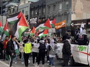 Anti-Semitism was on full display Sunday in Toronto during a pro-Palestinian protest on Yonge St.