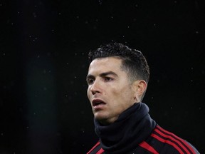 Soccer Football - Premier League - Burnley v Manchester United - Turf Moor, Burnley, Britain - February 8, 2022. Manchester United's Cristiano Ronaldo during the warm up before the match.
