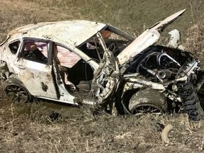 A 29-year-old driver was ejected from this vehicle and was later pronounced dead in hospital in what police believe was a stree-racing incident.