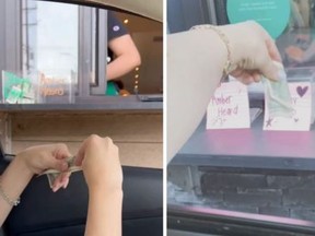 Starbucks customers vote for Johnny Depp or Amber Heard while getting their caffeine fix, in screengrabs from videos posted to TikTok.