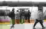 Commuters board a southbound train at Yonge-Blood station on Friday, April 22, 2022.