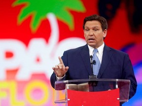 Florida Governor Ron DeSantis speaks at the Conservative Political Action Conference (CPAC) in Orlando, Florida, U.S. February 24, 2022.