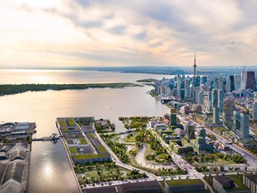 Quayside will consist of a minimum of five residential towers and new public spaces including a two-acre forested green space. IMAGE COURTESY OF WATERFRONT TORONTO