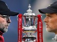 In this composite image a comparison has been made between Juergen Klopp, Manager of Liverpool (L) and Thomas Tuchel, Manager of Chelsea. Chelsea and Liverpool meet in the Men's FA Cup Final on May 14,2022 at Wembley Stadium in London, England.