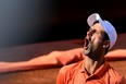 Serbia's Novak Djokovic celebrates winning a game during the final match of the Men's ATP Rome Open tennis tournament against Greece's Stefanos Tsitsipas on May 15, 2022 at Foro Italico in Rome.