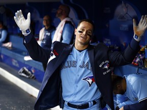 Blue Jays' Matt Chapman celebrates after hitting a home run in the second inning against the Seattle Mariners at Rogers Centre on May 16, 2022 in Toronto.