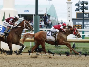 Rich Strike with Sonny Leon up wins the 148th running of the Kentucky Derby followed by Epicenter with Joel Rosario up at Churchill Downs on Saturday.