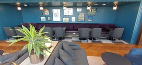 The 43rd floor is beautifully decorated in jewel tones. SARA SHANTZ PHOTO