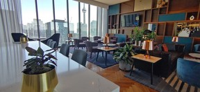 The CN Tower serves as a backdrop inside the 43rd-floor Sheraton Lounge. SARA SHANTZ PHOTO