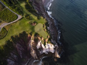 A cliff hanger if there ever was one, the Par-3 16th hole at Cabot Cliffs is the show-stopper of Canadian golf holes. At 150 yards from the middle tees, the distance isn’t daunting, but the Gulf of St. Lawrence to the right sure is. Jacob Sjöman photo