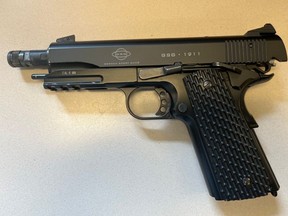 A CZ .22 calibre handgun allegedly seized in the May 30, 2022 arrest of a boy, 15.