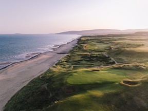 A Links to the past. The original of the two layouts at Cabot Cape Breton is a classic links design, a throwback to the Scottish roots of the game. Here a pair of holes hug Inverness beach with a view of Margaree Island in the distance. Jacob Sjöman photo
