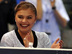 In this file photo taken on June 6, 2008 Russian former gymnast Alina Kabaeva attends the senior event at European Championships in Rhythmic Gymnastics in Turin.