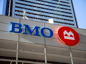 A sign for the Bank of Montreal in Toronto December 13, 2021.