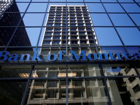 A Bank of Montreal sign is seen outside of a branch in Ottawa, Aug. 23, 2016.