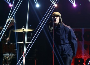 Liam Gallagher performs on stage at the Brit Awards 2022 in London Tuesday, Feb. 8, 2022.