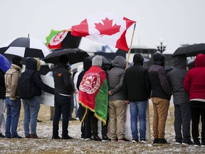 Former Afghanistan interpreters begin a hunger strike on Parliament Hill in Ottawa on Thursday, March 31, 2022.