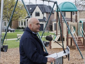 Ontario Liberal Party leader Steven Del Duca speaks during a campaign stop in Toronto, Wednesday, May 4, 2022.