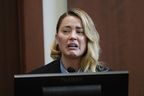 Amber Heard testifies in the courtroom of Fairfax County Circuit Court in Fairfax, Virginia on Wednesday, May 4, 2022. 