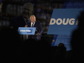 Ontario Premier Doug Ford holds a campaign rally in Etobicoke, on Wednesday, May 4, 2022.