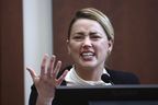 Amber Heard testifies in the Fairfax County District Courtroom in Fairfax, Virginia on Thursday, May 5, 2022. 