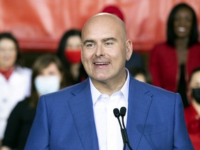 Ontario Liberal Leader Steven Del Duca makes an announcement in Toronto, on Monday, May 9, 2022.