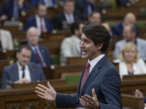 Prime Minister Justin Trudeau rises during Question Period, Wednesday, May 18, 2022 in Ottawa.